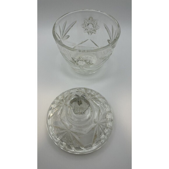 Vintage Anchor Hocking Star of David Clear Glass Covered Dish / Bowl Trinkets - Picture 3 of 7